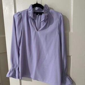 J. Crew lavender blouse with ruffle collar and sleeves - size XXS